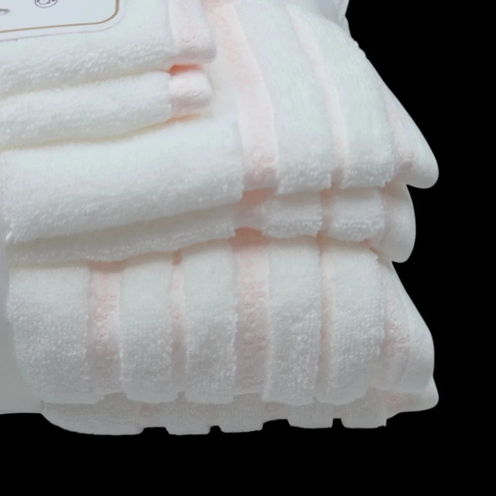 Truly Lou 6pc White Pink Soft Zero Twist Cotton Towel Set 2 Bath‎ 2 Hand 2 Wash